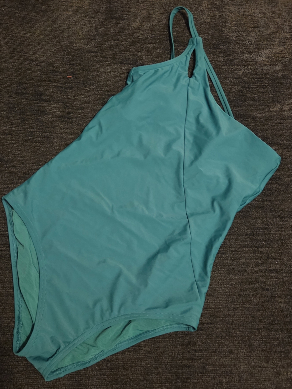 Lands End Teal One-Piece Swimsuit -one Shoulder Moderate Coverage. Size M 10-12